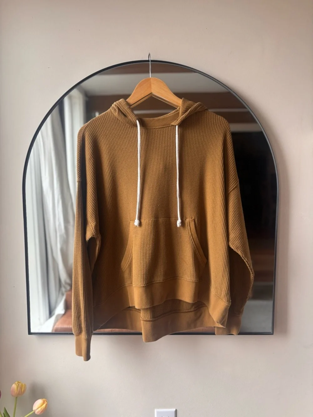AERIE | waffle knit hoodie | size small - Picture 3 of 5